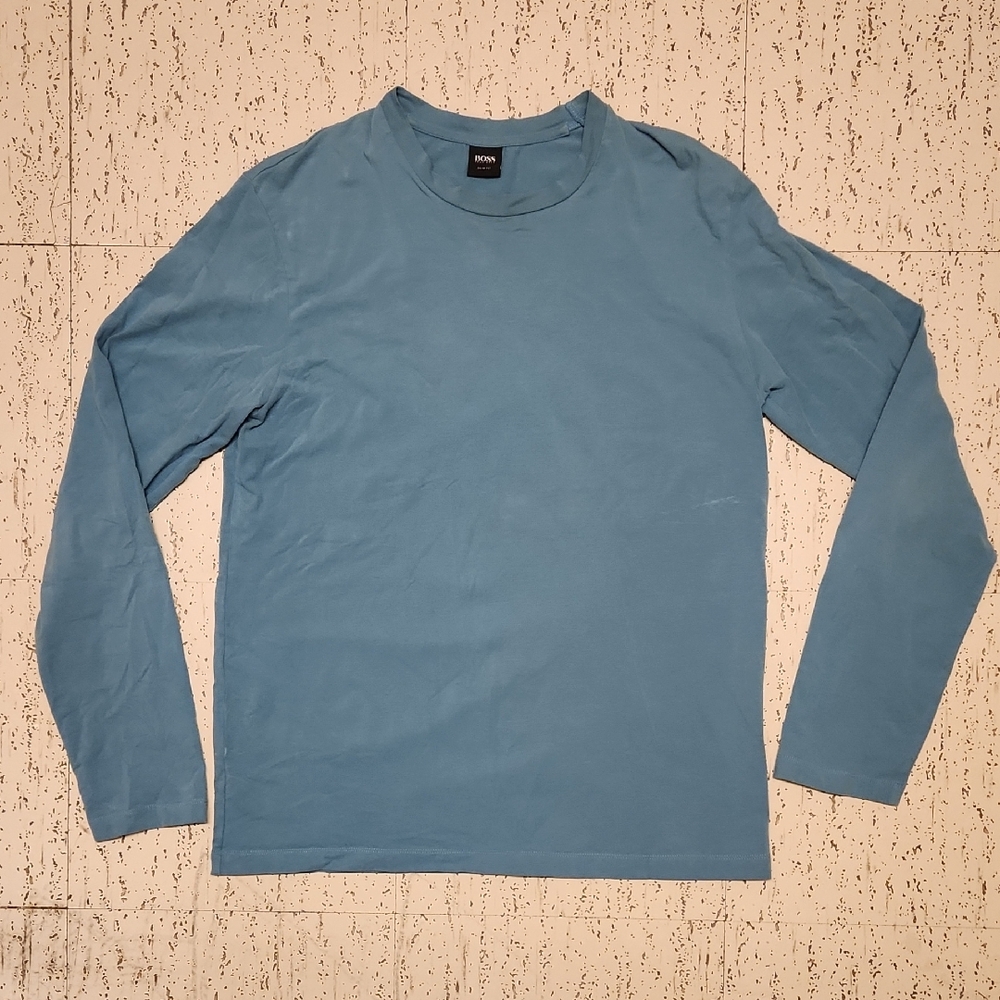 Hugo Boss Blue Long Sleeve Slim Fit Stretch Shirt